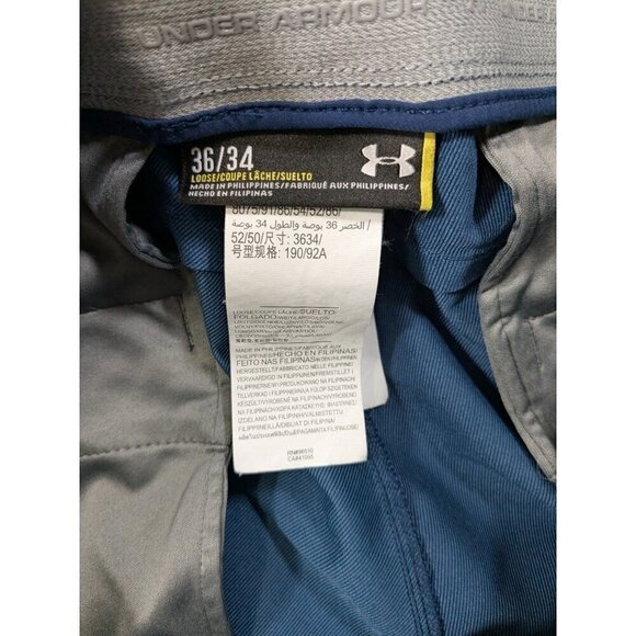 Under Armour Golf Pants Mens 36x34 (Meas 34x31) Blue Nylon Blend Stretch Chino - Picture 3 of 11